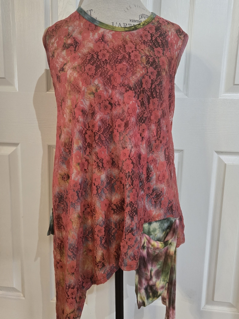 Rising International Coral Lace Tie-Dye Sleeveless Tunic